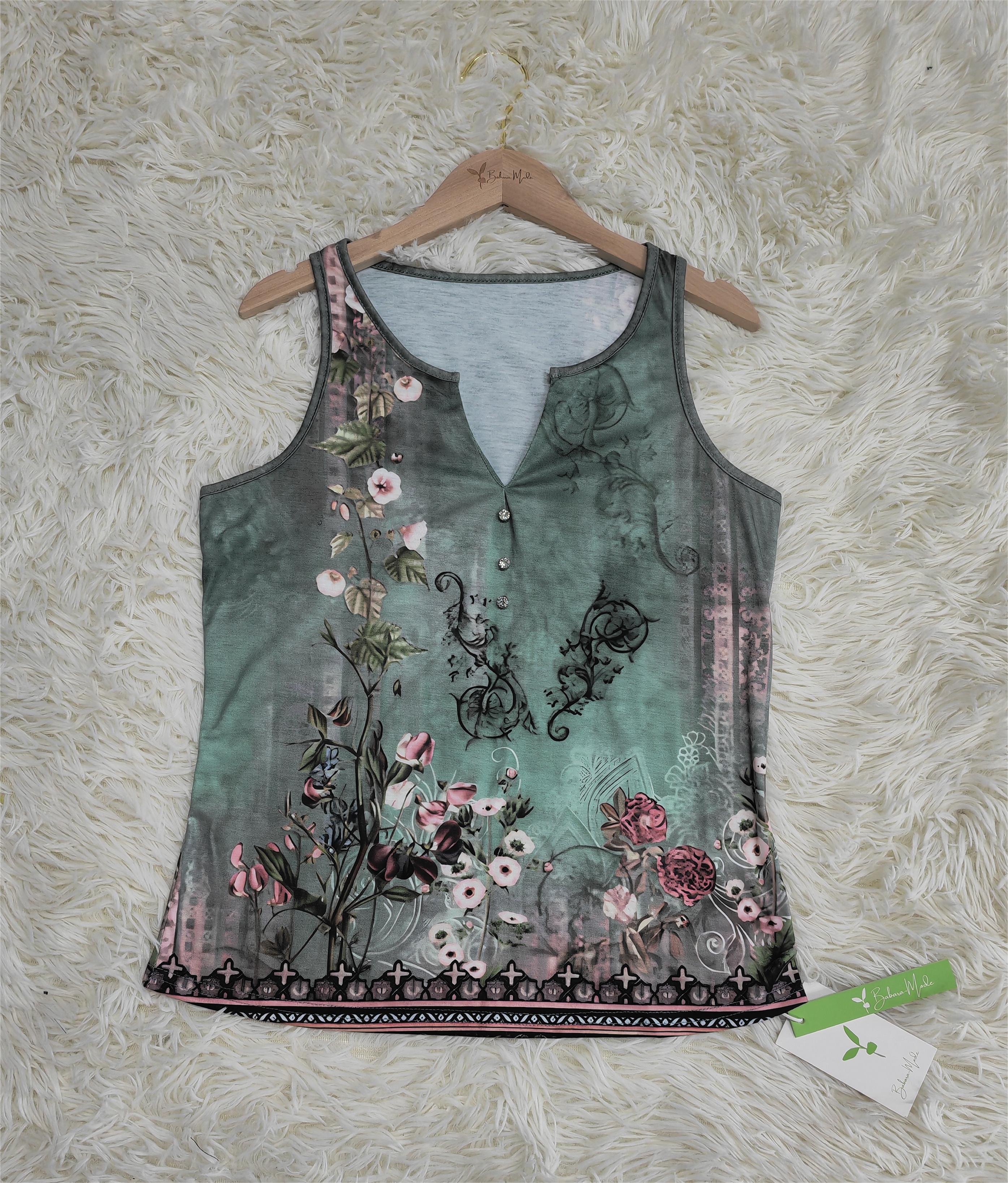 Ärmelloses Tank-Top mit Aquarellblumen-Muster