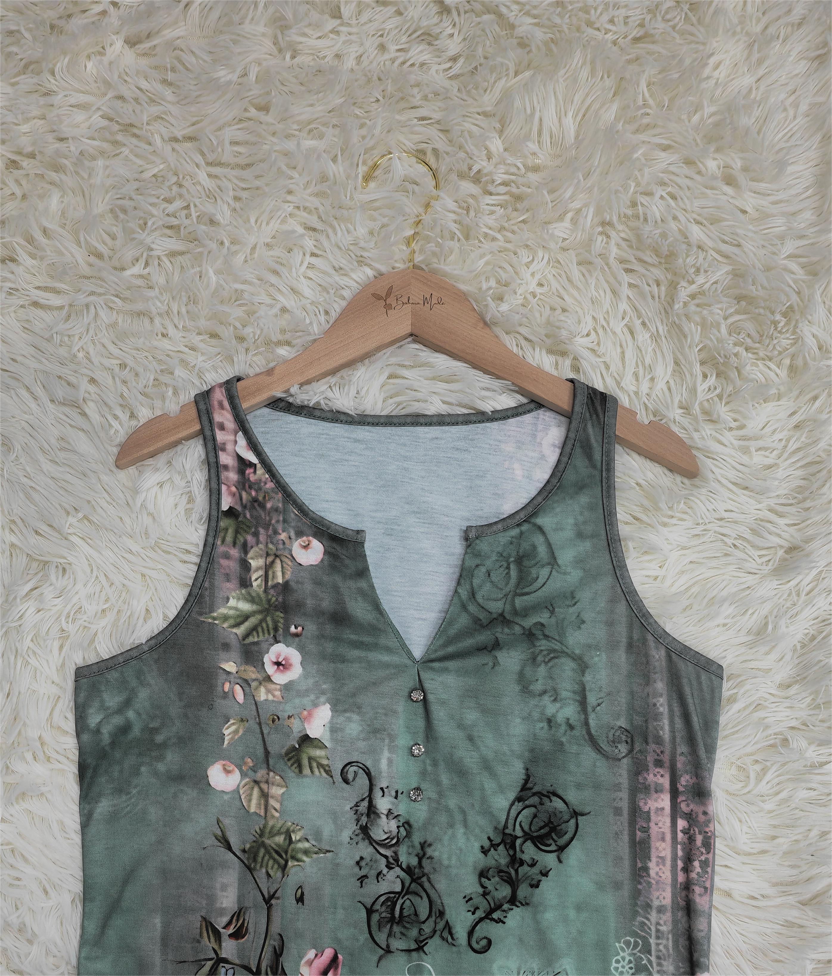 Ärmelloses Tank-Top mit Aquarellblumen-Muster