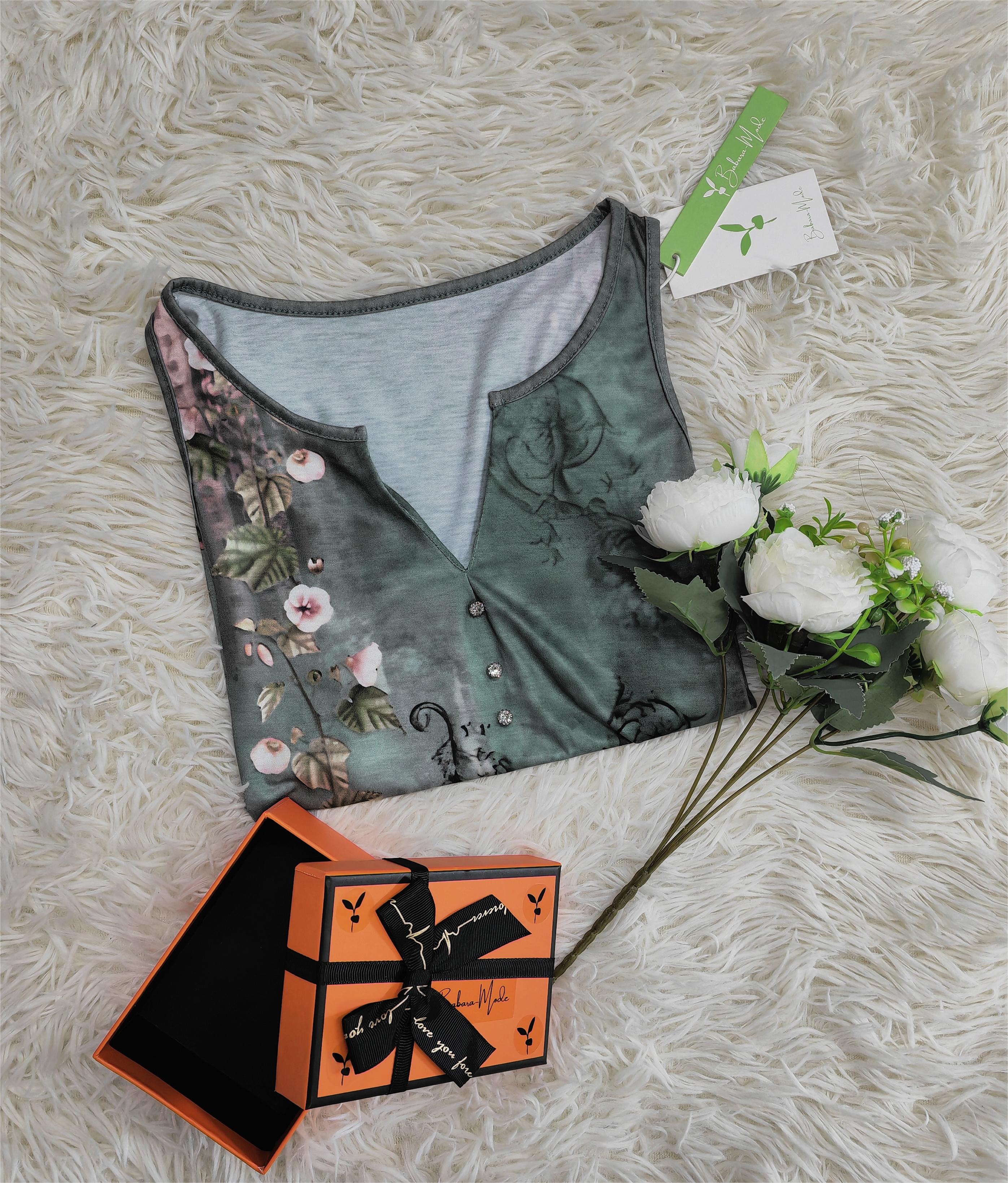 Ärmelloses Tank-Top mit Aquarellblumen-Muster