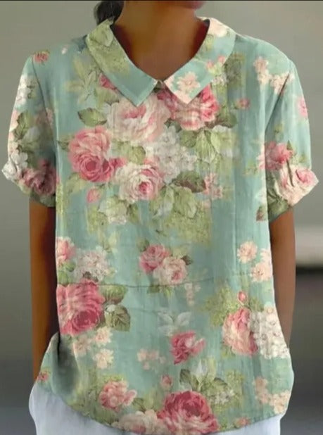 Blumenmuster Baumwollbluse