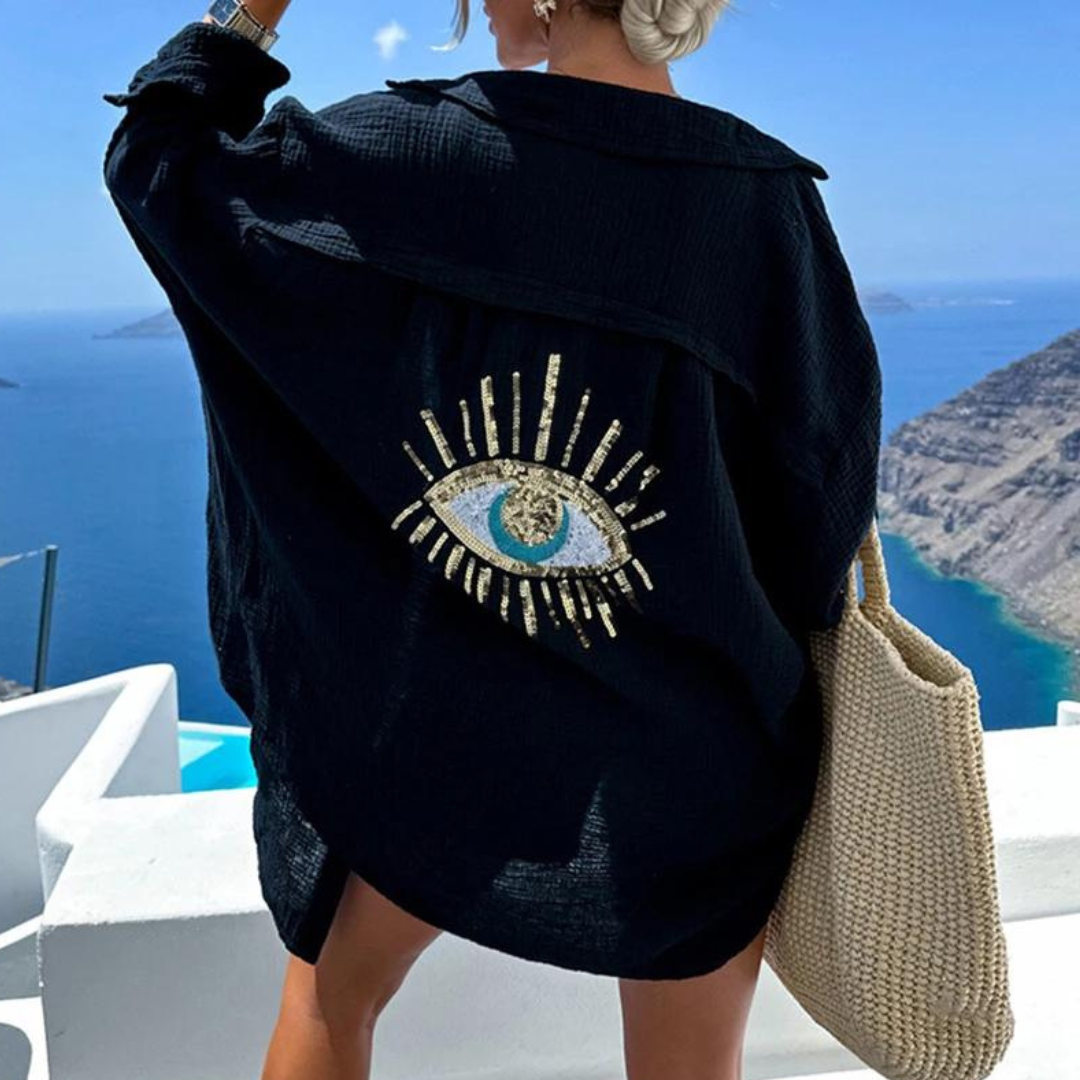 Heidi | Legeres Hemd mit Pailletten und Perlen