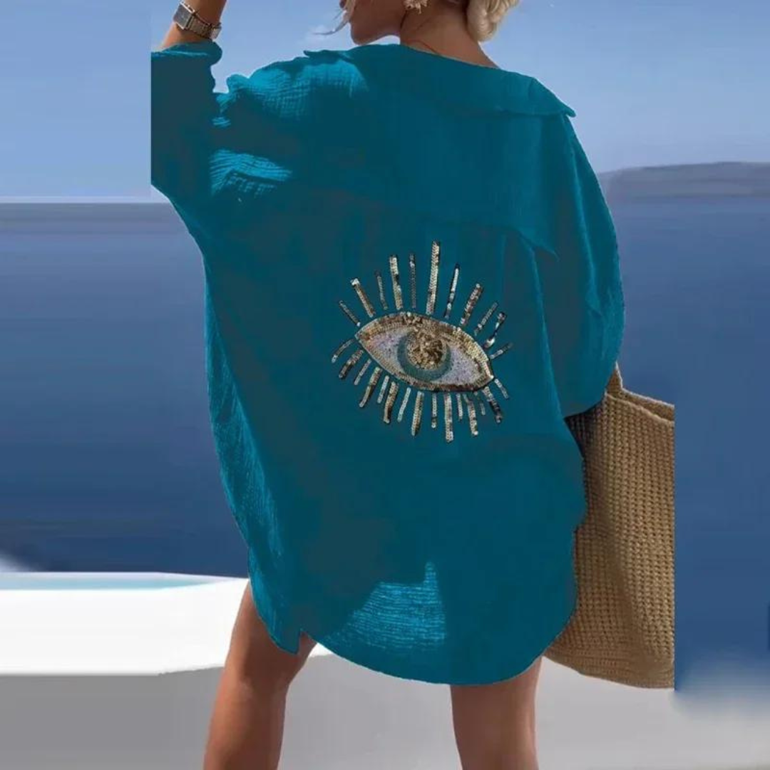 Heidi | Legeres Hemd mit Pailletten und Perlen