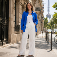 Oversize Damenbluse mit langen Ärmeln und Kragen für den Sommer | Serenity