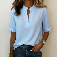 Damenbluse V-Ausschnitt Kurzarm Elegant Sommer Casual | Élise