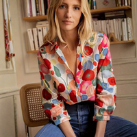 Damenbluse Langarm Blumenmuster V-Ausschnitt Frühling Casual | Fiamma