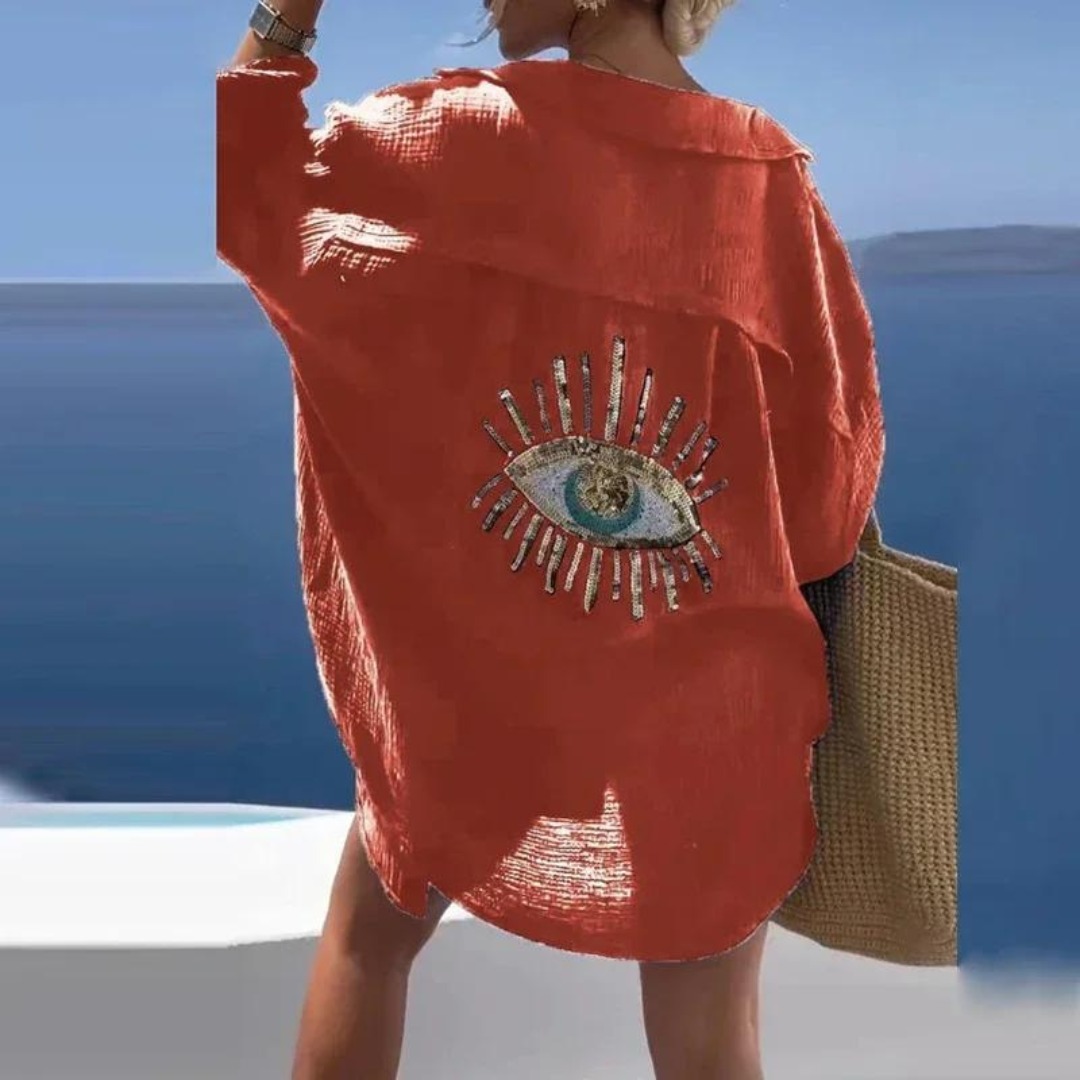 Heidi | Legeres Hemd mit Pailletten und Perlen