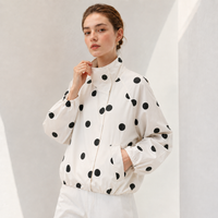 Damen Oversize Jacke mit Stehkragen Lange Ärmel Punkte Herbst | Evangeline