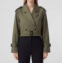 Damen Trenchcoat Kurz Mit Gürtel Doppelreiher Casual Chic | Rocío