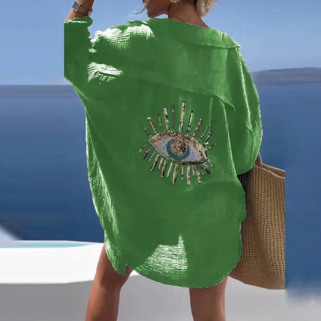 Heidi | Legeres Hemd mit Pailletten und Perlen