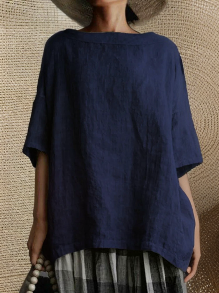 Heidi | Oversized Vintage Tunic with Boat Neckline