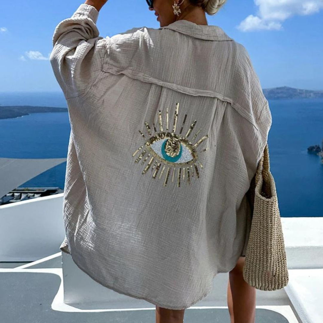 Heidi | Legeres Hemd mit Pailletten und Perlen