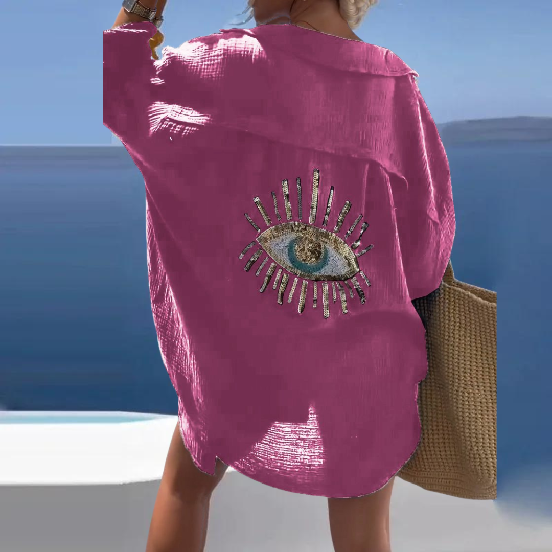 Heidi | Legeres Hemd mit Pailletten und Perlen