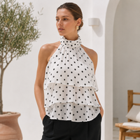 Top Femme Halter Volanté Dos Nu Pois Été Chic | Bianca