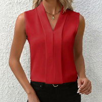 Top Damen Ohne Ärmel V-Ausschnitt Plissee Sommer Chic | Nicole
