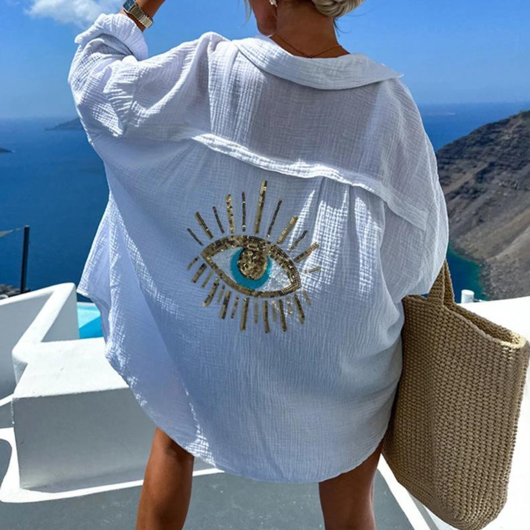 Heidi | Legeres Hemd mit Pailletten und Perlen