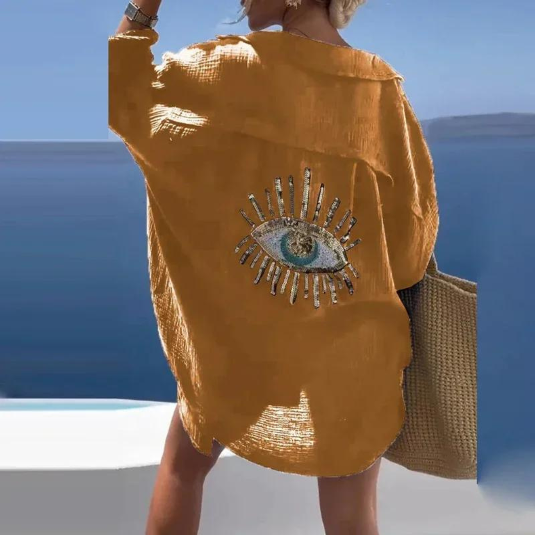 Heidi | Legeres Hemd mit Pailletten und Perlen